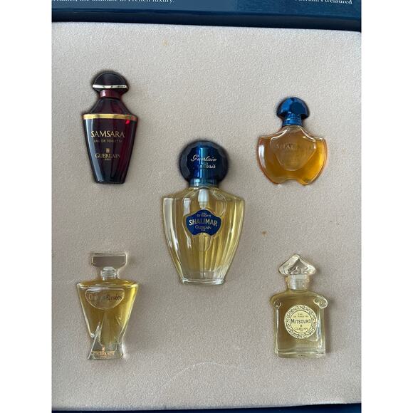 GUERLAIN Other - Guerlain Paris Collection 5 Piece Glass Perfume Bottles Box Set Shalimar Samsara